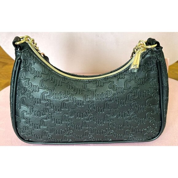 Juicy Couture Liquorice Statement Shoulder Bag Gold Hardware Textured Logo NWT - Picture 7 of 8